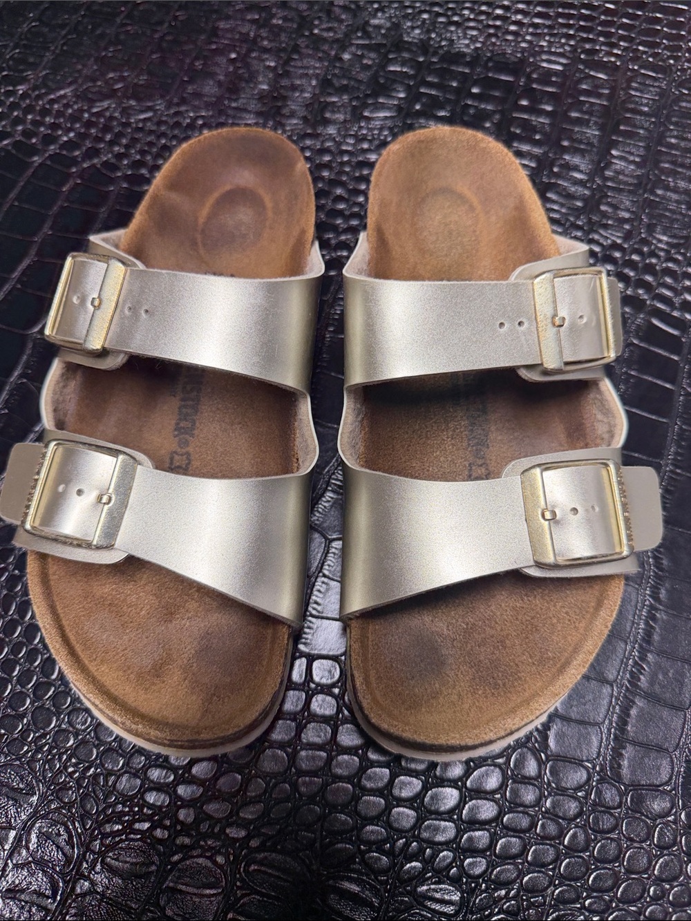 Birkenstock Arizona Metallic Gold Double Buckle Sandals